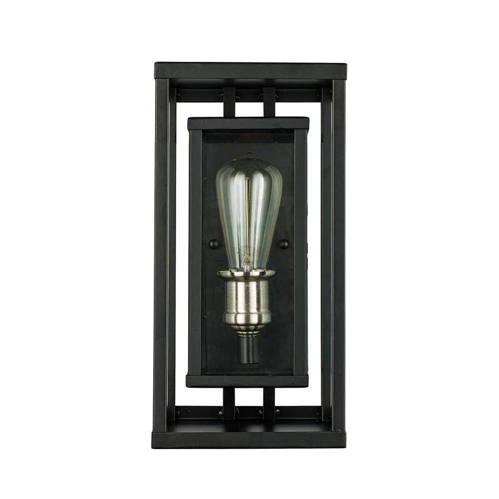 Showcase 11 in. 1-Light Black and Brushed Nickel Outdoor Wall Light Sconce Lantern with Clear Glass by Bel Air Lighting 9 Showcase 11 in. 1-Light Black and Brushed Nickel Outdoor Wall Light Sconce Lantern with Clear Glass by Bel Air Lighting - Image 7
