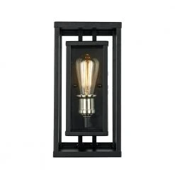 Showcase 11 in. 1-Light Black and Brushed Nickel Outdoor Wall Light Sconce Lantern with Clear Glass by Bel Air Lighting