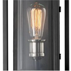 Showcase 15.5 in. 1-Light Black and Brushed Nickel Outdoor Wall Light Sconce Lantern with Clear Glass by Bel Air Lighting -GlowNest Shop black bel air lighting outdoor sconces 50222 bk 1f 1000