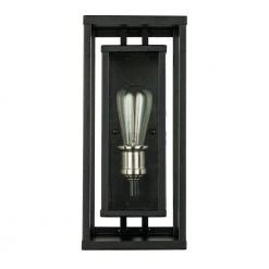 Showcase 15.5 in. 1-Light Black and Brushed Nickel Outdoor Wall Light Sconce Lantern with Clear Glass by Bel Air Lighting -GlowNest Shop black bel air lighting outdoor sconces 50222 bk 4f 1000