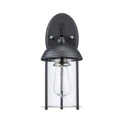 Blues 13.5 in. 1-Light Black and Brushed Nickel Outdoor Wall Light Sconce Lantern by Bel Air Lighting -GlowNest Shop black bel air lighting outdoor sconces 50230 bk 4f 1000
