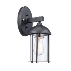 Blues 13.5 in. 1-Light Black and Brushed Nickel Outdoor Wall Light Sconce Lantern by Bel Air Lighting