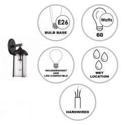 Blues 16.5 in. 1-Light Black and Brushed Nickel Outdoor Wall Light Sconce Lantern by Bel Air Lighting -GlowNest Shop black bel air lighting outdoor sconces 50232 bk 40 1000