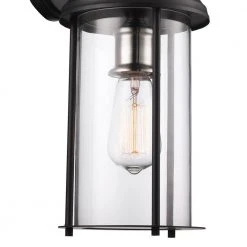 Blues 16.5 in. 1-Light Black and Brushed Nickel Outdoor Wall Light Sconce Lantern by Bel Air Lighting -GlowNest Shop black bel air lighting outdoor sconces 50232 bk 4f 1000