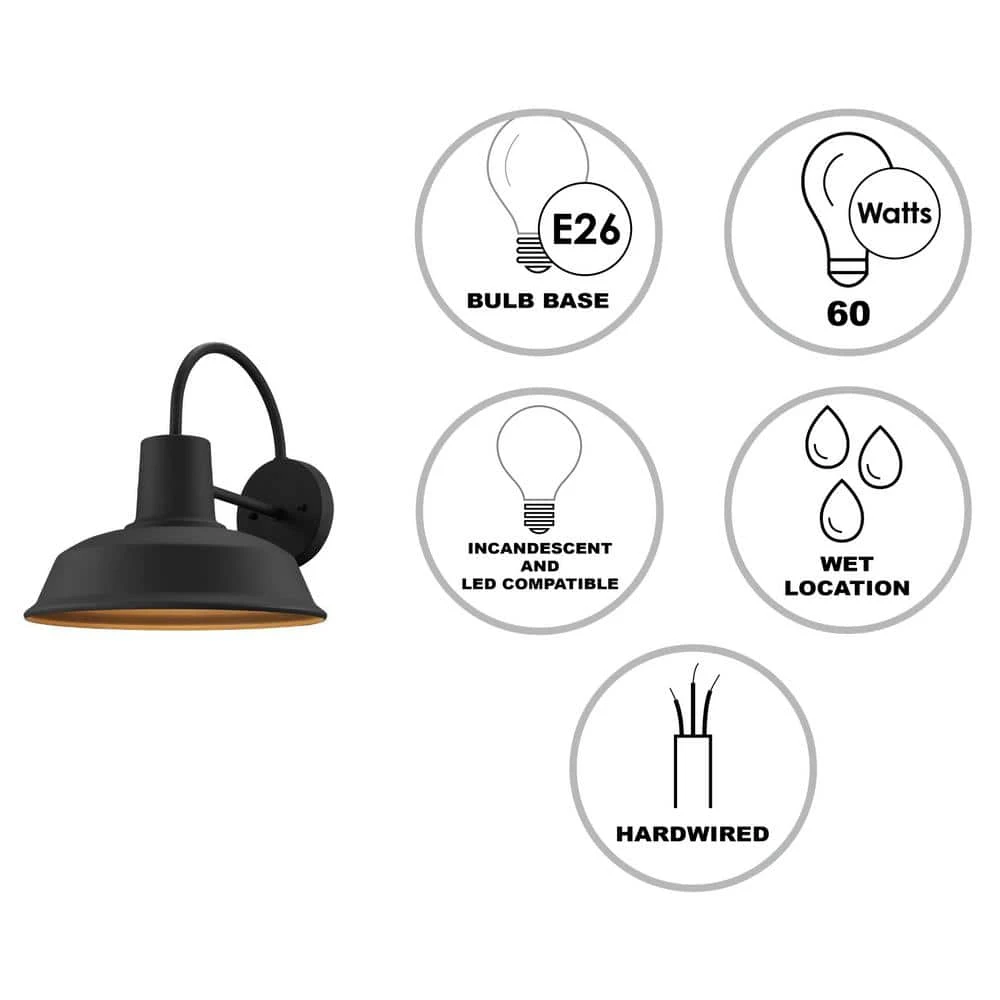 Tacoma 1-Light Black Barn Farmhouse Outdoor Wall Light Sconce by Bel Air Lighting 5 Tacoma 1-Light Black Barn Farmhouse Outdoor Wall Light Sconce by Bel Air Lighting - Image 3