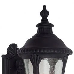 Commons 1-Light Black Outdoor Wall Light Coach Lantern with Seeded Glass by Bel Air Lighting -GlowNest Shop black bel air lighting outdoor sconces 5040 bk 4f 1000
