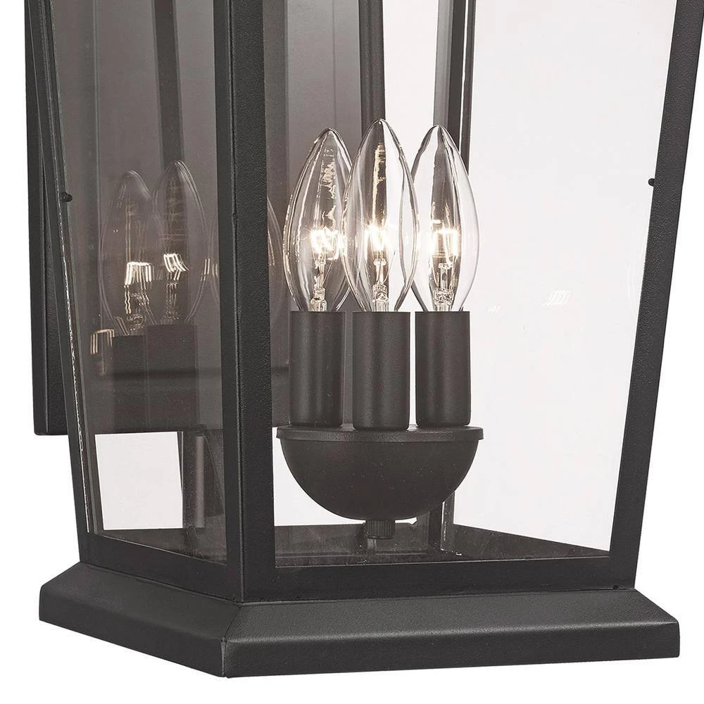 Turlock 3-Light Black Outdoor Wall Light Sconce Lantern with Clear Glass by Bel Air Lighting 7 Turlock 3-Light Black Outdoor Wall Light Sconce Lantern with Clear Glass by Bel Air Lighting - Image 5