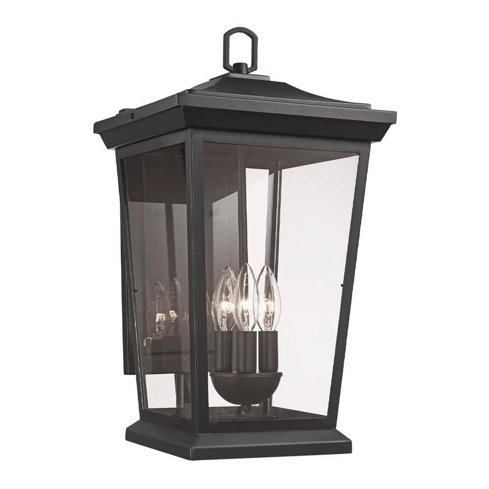 Turlock 3-Light Black Outdoor Wall Light Sconce Lantern with Clear Glass by Bel Air Lighting 3 Turlock 3-Light Black Outdoor Wall Light Sconce Lantern with Clear Glass by Bel Air Lighting