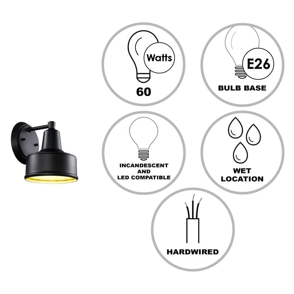 Channing 1-Light Small Black Barn Farmhouse Outdoor Wall Light Sconce with Metal Shade by Bel Air Lighting 5 Channing 1-Light Small Black Barn Farmhouse Outdoor Wall Light Sconce with Metal Shade by Bel Air Lighting - Image 3