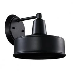 Channing 1-Light Medium Black Barn Farmhouse Outdoor Wall Light Sconce with Metal Shade by Bel Air Lighting -GlowNest Shop black bel air lighting outdoor sconces 51321 bk c3 1000