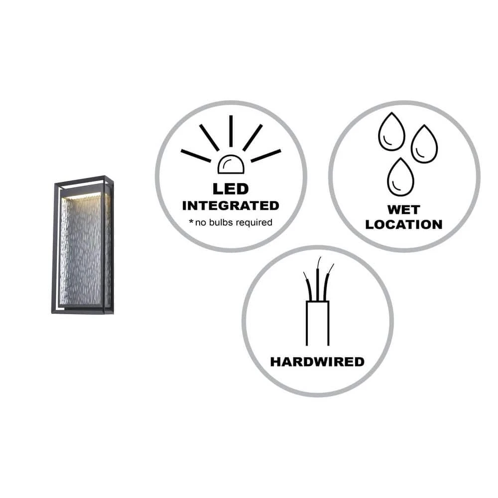 Steelwater 23 in. Black Outdoor Hardwired Wall Lantern Sconce Light with Clear Water Glass by Bel Air Lighting 5 Steelwater 23 in. Black Outdoor Hardwired Wall Lantern Sconce Light with Clear Water Glass by Bel Air Lighting - Image 3