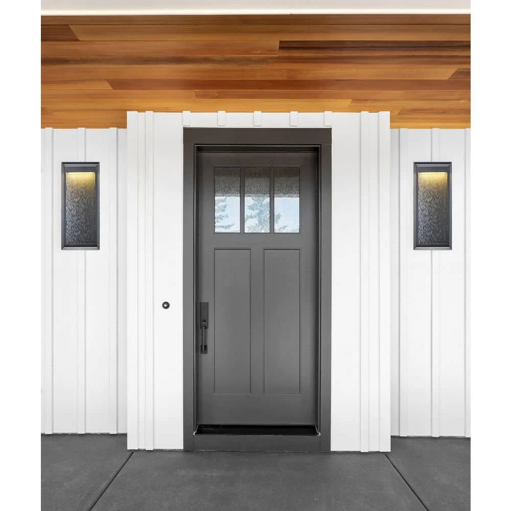 Steelwater 23 in. Black Outdoor Hardwired Wall Lantern Sconce Light with Clear Water Glass by Bel Air Lighting 4 Steelwater 23 in. Black Outdoor Hardwired Wall Lantern Sconce Light with Clear Water Glass by Bel Air Lighting - Image 2