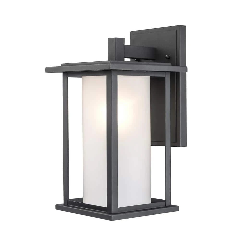 Shaakar 1-Light Black Outdoor Wall Light Sconce Lantern with Frosted Glass by Bel Air Lighting 3 Shaakar 1-Light Black Outdoor Wall Light Sconce Lantern with Frosted Glass by Bel Air Lighting