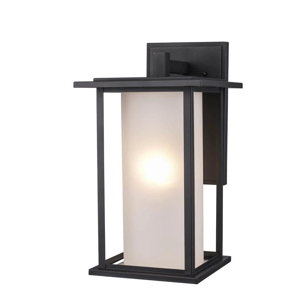 Shaakar 1-Light Black Outdoor Wall Light Sconce Lantern with Frosted Glass by Bel Air Lighting 8 Shaakar 1-Light Black Outdoor Wall Light Sconce Lantern with Frosted Glass by Bel Air Lighting - Image 6
