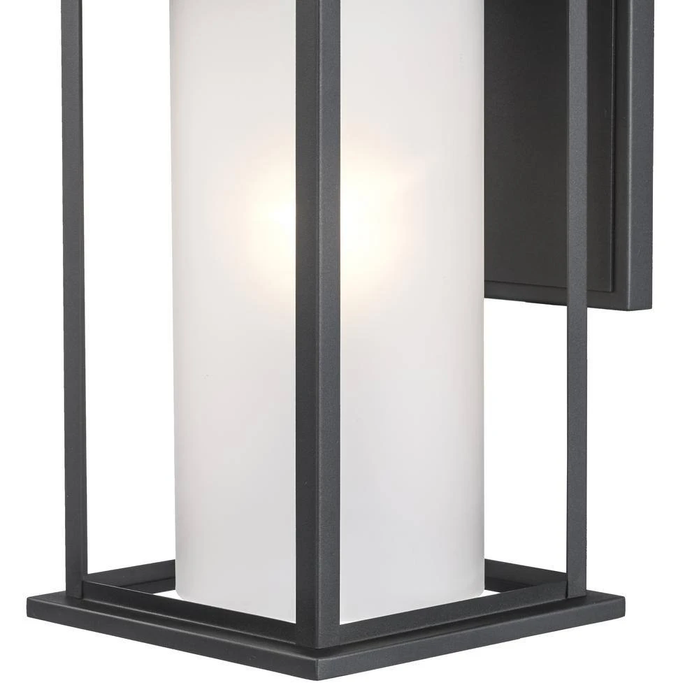 Shaakar 1-Light Large Black Outdoor Wall Light Sconce Lantern with Frosted Glass by Bel Air Lighting 10 Shaakar 1-Light Large Black Outdoor Wall Light Sconce Lantern with Frosted Glass by Bel Air Lighting - Image 8