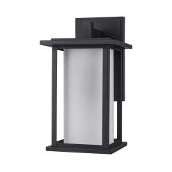 Shaakar 1-Light Large Black Outdoor Wall Light Sconce Lantern with Frosted Glass by Bel Air Lighting 16 Shaakar 1-Light Large Black Outdoor Wall Light Sconce Lantern with Frosted Glass by Bel Air Lighting -GlowNest Shop black bel air lighting outdoor sconces 51402 bk 4f 1000