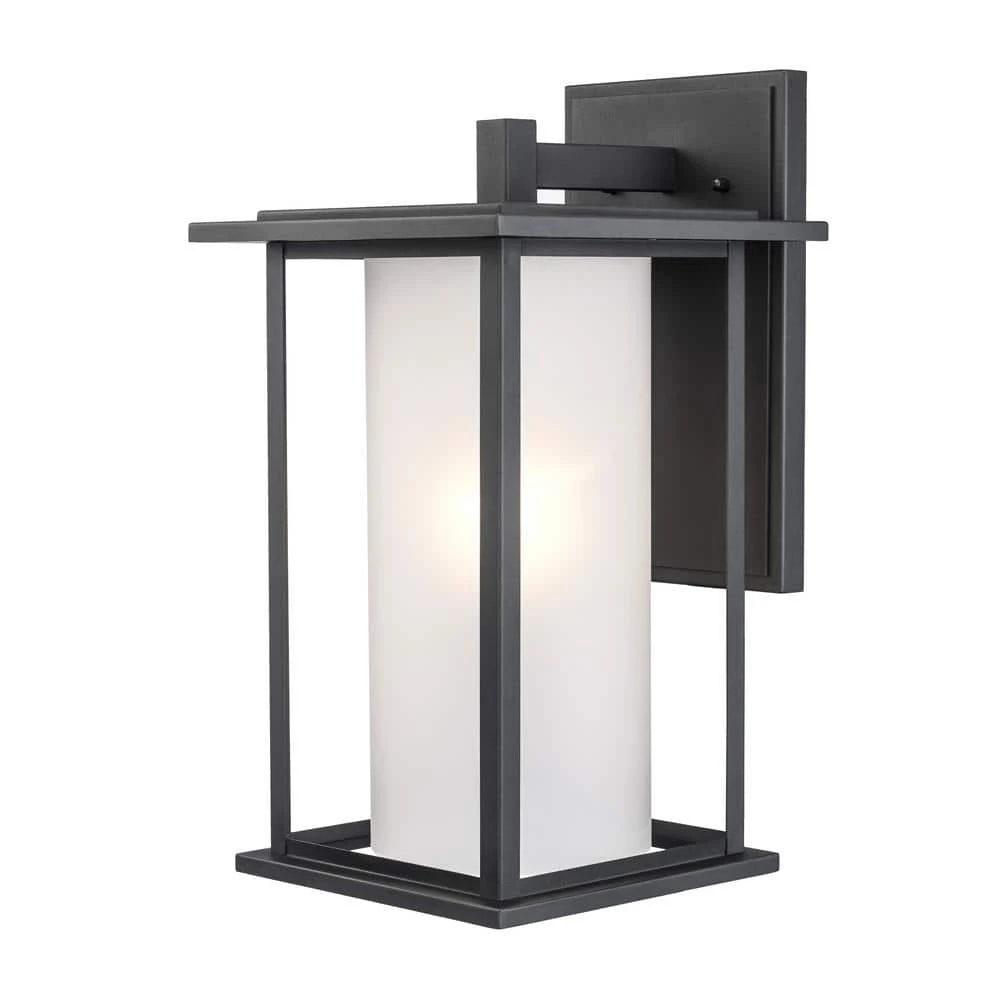 Shaakar 1-Light Large Black Outdoor Wall Light Sconce Lantern with Frosted Glass by Bel Air Lighting 3 Shaakar 1-Light Large Black Outdoor Wall Light Sconce Lantern with Frosted Glass by Bel Air Lighting