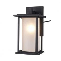 Shaakar 1-Light Large Black Outdoor Wall Light Sconce Lantern with Frosted Glass by Bel Air Lighting 15 Shaakar 1-Light Large Black Outdoor Wall Light Sconce Lantern with Frosted Glass by Bel Air Lighting -GlowNest Shop black bel air lighting outdoor sconces 51402 bk c3 1000