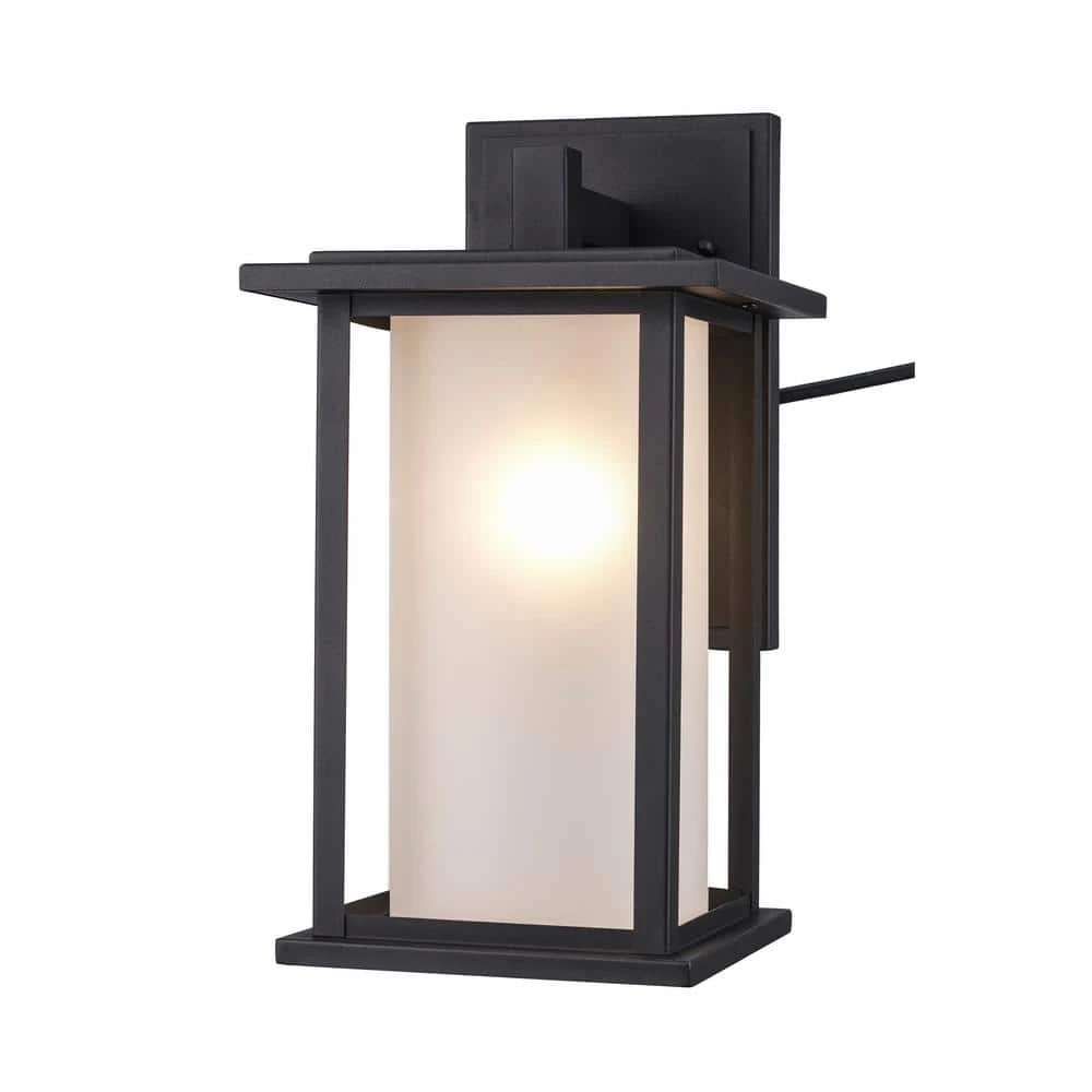 Shaakar 1-Light Large Black Outdoor Wall Light Sconce Lantern with Frosted Glass by Bel Air Lighting 8 Shaakar 1-Light Large Black Outdoor Wall Light Sconce Lantern with Frosted Glass by Bel Air Lighting - Image 6