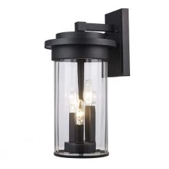 Carmel 3-Light Black Outdoor Hardwired Wall Lantern Sconce with Clear Glass by Bel Air Lighting