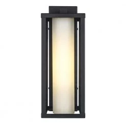Adler 16 in. 1-Light Black Outdoor Hardwired Wall Lantern Sconce with Clear and Frosted Glass by Bel Air Lighting