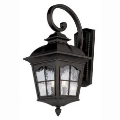 Briarwood 3-Light Black Outdoor Wall Light Sconce Lantern with Water Glass by Bel Air Lighting