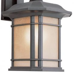 San Miguel 16.5 in. 1-Light Black Outdoor Wall Light Sconce Lantern with Tea Stained Glass by Bel Air Lighting -GlowNest Shop black bel air lighting outdoor sconces 5821 bk 4f 1000