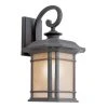 San Miguel 16.5 in. 1-Light Black Outdoor Wall Light Sconce Lantern with Tea Stained Glass by Bel Air Lighting -GlowNest Shop black bel air lighting outdoor sconces 5821 bk 64 1000