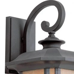 San Miguel 16.5 in. 1-Light Black Outdoor Wall Light Sconce Lantern with Tea Stained Glass by Bel Air Lighting -GlowNest Shop black bel air lighting outdoor sconces 5821 bk c3 1000