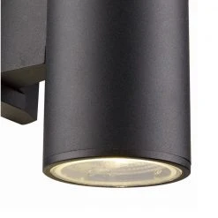 Compact 6.25 in. Black Integrated LED Outdoor Wall Light Cylinder Sconce with Clear Glass by Bel Air Lighting -GlowNest Shop black bel air lighting outdoor sconces led 50020 bk 4f 1000