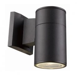 Compact 6.25 in. Black Integrated LED Outdoor Wall Light Cylinder Sconce with Clear Glass by Bel Air Lighting