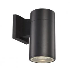 Compact 8 in. Black Integrated LED Outdoor Wall Light Cylinder Sconce with Clear Glass by Bel Air Lighting