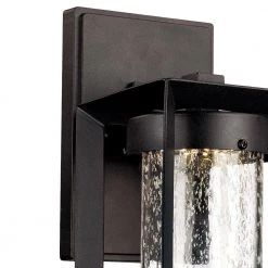 Taylor 9.5 in. Black Integrated LED Outdoor Wall Light Sconce Lantern with Seeded Glass by Bel Air Lighting -GlowNest Shop black bel air lighting outdoor sconces led 50160 bk 4f 1000