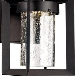 Taylor 9.5 in. Black Integrated LED Outdoor Wall Light Sconce Lantern with Seeded Glass by Bel Air Lighting -GlowNest Shop black bel air lighting outdoor sconces led 50160 bk c3 1000