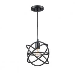 Viewridge 1-Light Black Kitchen Hanging Mini Pendant Light with Metal Orb Shade by Bel Air Lighting