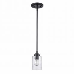 Simi 1-Light Black Modern Kitchen Hanging Mini Pendant Light with Seeded Glass Shade by Bel Air Lighting -GlowNest Shop black bel air lighting pendant lights 80520 bk c3 1000