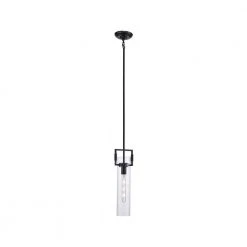 1-Light Black Hanging Mini Kitchen Pendant Light with Clear Glass Shade by Bel Air Lighting -GlowNest Shop black bel air lighting pendant lights pnd 2155 bk 1f 1000