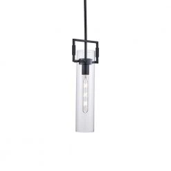 1-Light Black Hanging Mini Kitchen Pendant Light with Clear Glass Shade by Bel Air Lighting -GlowNest Shop black bel air lighting pendant lights pnd 2155 bk 4f 1000