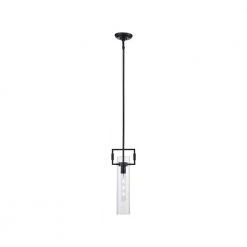 1-Light Black Hanging Mini Kitchen Pendant Light with Clear Glass Shade by Bel Air Lighting