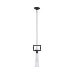 1-Light Black Hanging Mini Kitchen Pendant Light with Clear Glass Shade by Bel Air Lighting -GlowNest Shop black bel air lighting pendant lights pnd 2155 bk c3 1000