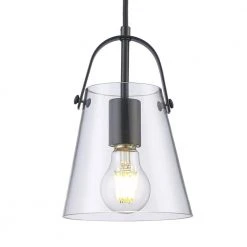 Curry 1-Light Black Hanging Mini Kitchen Pendant Light Light with Clear Glass Shade by Bel Air Lighting -GlowNest Shop black bel air lighting pendant lights pnd 2174 bk 4f 1000