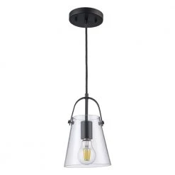 Curry 1-Light Black Hanging Mini Kitchen Pendant Light Light with Clear Glass Shade by Bel Air Lighting