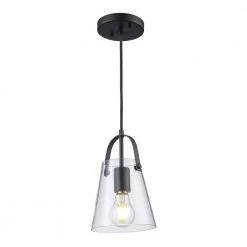 Curry 1-Light Black Hanging Mini Kitchen Pendant Light Light with Clear Glass Shade by Bel Air Lighting -GlowNest Shop black bel air lighting pendant lights pnd 2174 bk c3 1000