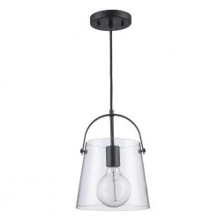 Curry 1-Light Black Lantern Hanging Mini Kitchen Pendant Light with Clear Glass Shade by Bel Air Lighting -GlowNest Shop black bel air lighting pendant lights pnd 2175 bk c3 1000