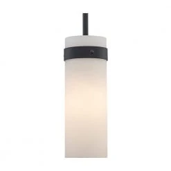 Crosby 1-Light Black Hanging Mini Kitchen Pendant Light with Frosted Glass Shade by Bel Air Lighting -GlowNest Shop black bel air lighting pendant lights pnd 2176 bk 4f 1000