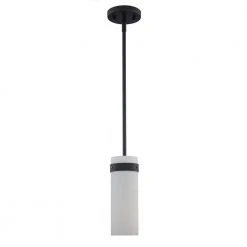 Crosby 1-Light Black Hanging Mini Kitchen Pendant Light with Frosted Glass Shade by Bel Air Lighting -GlowNest Shop black bel air lighting pendant lights pnd 2176 bk c3 1000