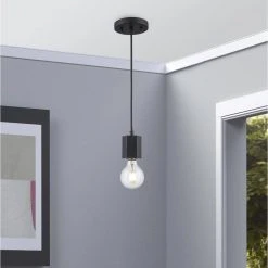 Placerville 1-Light Black Hanging Mini Kitchen Pendant Light by Bel Air Lighting -GlowNest Shop black bel air lighting pendant lights pnd 2177 bk 31 1000