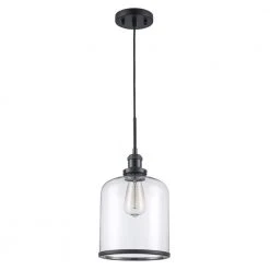 Dorina 1-Light Black Mason Jar Hanging Mini Kitchen Pendant Light with Clear Glass Shade by Bel Air Lighting -GlowNest Shop black bel air lighting pendant lights pnd 2184 bk c3 1000