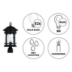 Boardwalk 18.5 in. 1-Light Black Outdoor Lamp Post Lantern Mount with Water Glass by Bel Air Lighting -GlowNest Shop black bel air lighting post lanterns 40373 bk 40 1000