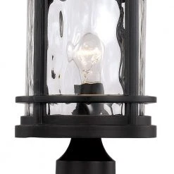 Boardwalk 18.5 in. 1-Light Black Outdoor Lamp Post Lantern Mount with Water Glass by Bel Air Lighting -GlowNest Shop black bel air lighting post lanterns 40373 bk 4f 1000